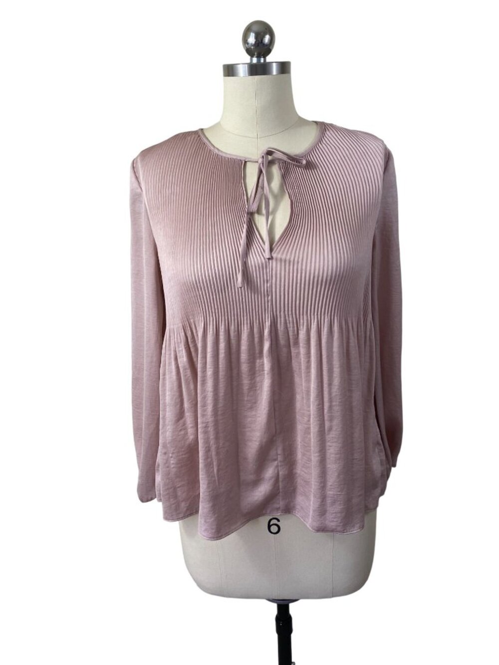 Lucky Brand Romantic Boho Blouse Womens  XS Pink Pleated Satin Soft Balletcore